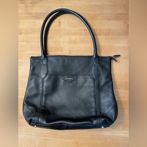 Lodis Black Pebbled Leather Shoulder Tote Bag EUC
